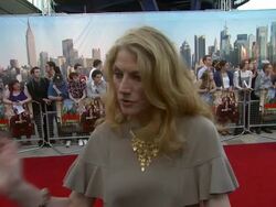 INTERVIEW Geraldine James on not seeing film as a remake, on what Russell is like, on playing the baddie, on seeing a remake at the Arthur European Premiere at London England. (Footage by WireImage Video/GettyImages) Stock Footage