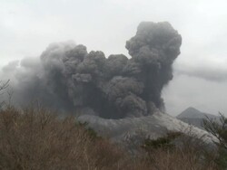 Eruption of the Shinmoedake crater of the Kirishima volcano, Japan. 28 January 2011. Stock Footage