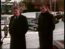 Bill Clinton campaign speech outdoors Stock Footage