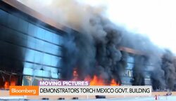 Demonstrators Torch Mexico Government Building News Clip