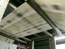 MS PAN View of web press news paper print office / Ruesselsheim, Hesse, Germany  Stock Footage