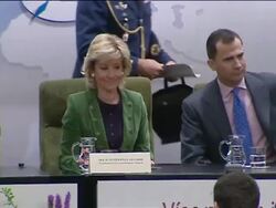 Spain's Prince Felipe encourages small and medium Stock Footage