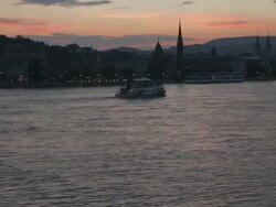 River Danube and Buda at sunset Stock Footage