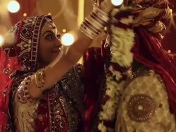 Bride and groom doing varmala in the marriage  Stock Footage