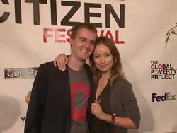 Hugh Evans and Olivia Wilde at Global Citizen Festival In Central Park To End Extreme Poverty Stock Footage