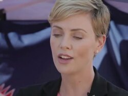 Charlize Theron, HIV-AIDS campaigner, meets with Stock Footage
