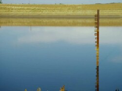 Containment pond of Manure and waste run off from high density feed lot Stock Footage