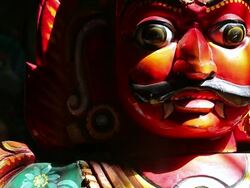 ECU TU Shot of Sculpture of hindu temple / Mahe, Seychelles Stock Footage