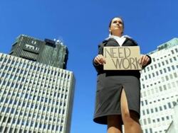 HD DOLLY: Unemployed Businesswoman Stock Footage