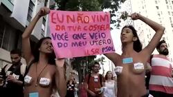 CLEAN : Brazilians protest in Rio over abortion rights News Clip