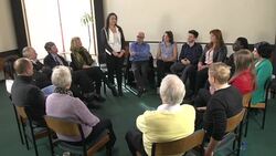 Support Group Circle - Girl shares with other people Stock Footage