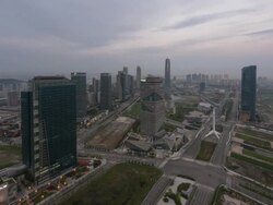 Night view of Songdo International Business District Stock Footage