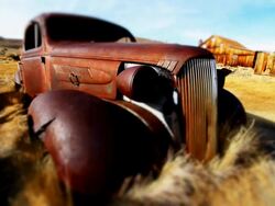 Tilt Shift Abandoned car Stock Footage