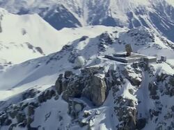 WS AERIAL ZO View of Radar at radar station / Switzerland Stock Footage