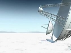 Radio Telescopes in Desert Render Stock Footage