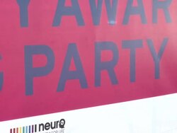 ATMOSPHERE: Signage at Elton John Aids Foundation Celebrates 20th Annual Academy Awards Viewing Party on 2/26/12 in Hollywood, CA. (Footage by WireImage Video/Getty Images Entertainment Video) Stock Footage