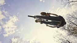 SLO MO Mountain biker performing backflip trick Stock Footage