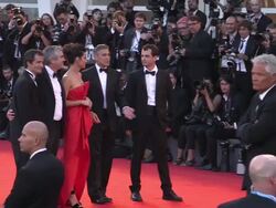 B-ROLL - David Heyman, Alfonso Cuaron, Sandra Bullock, George Clooney, Jonas Cuaron, Pablo Larrain, Virginie Ledoyen, Ryuichi Sakamoto, Martina Gedek, Andrea Arnold, Renato Berta, and Jiang Wen at the Opening Ceremony - 'Gravity' Red Carpet Stock Footage