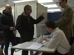 People signing in for voting in French elections News Clip