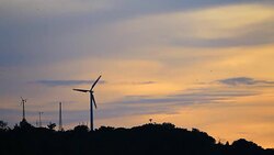 Wind turbine silhouette Stock Footage