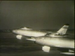 Old fighter planes taking off Stock Footage