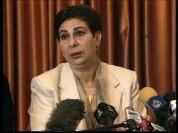 WEST BANK: HANAN ASHRAWI QUITS YASSER ARAFAT'S GOVERNMENT News Clip