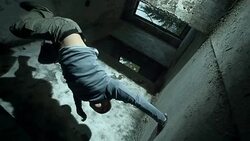 HD Super Slow-Mo: Breakdancer Hopping On One Hand Stock Footage