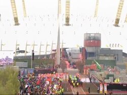 Olympic torch relay; Princess Anne, Kelly Holmes, intv with torch bearer News Clip