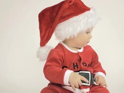 Christmas cute santa boy Stock Footage