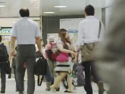MS Commuters rushing by in underground passage / Tokyo, Tokyo-to, Japan   Stock Footage