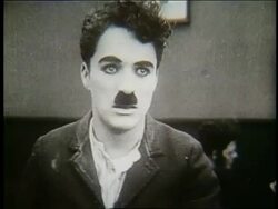 B/W 1920's close up of Charlie Chaplin Stock Footage