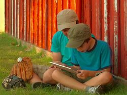 HD:  Boys Using Tablet Device Stock Footage