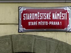 MS View of street sign  / Prague, Hlavni mesto Praha, Czech Republic Stock Footage