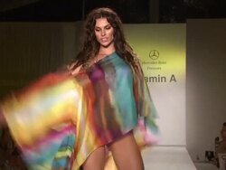 Models walk the runway during the Vitamin A by Amahlia Stevens swimwear 2013 show at the Vitamin A by Amahlia Stevens - Runway - MBFW Miami Swim 2013 Stock Footage