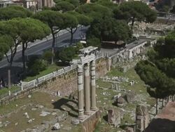 View on the Ruins of Roman Forum and Coliseum Stock Footage
