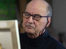 Senior Man Painting - CU verA Stock Footage