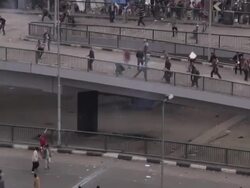 Protesters Clashing with Fireworks in Cairo News Clip