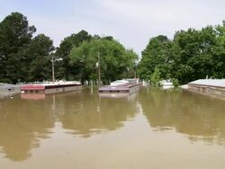 May 9, 2001 Mississippi River Flooding, flooded trailer park in northwest Memphis, Tennessee, USA Stock Footage