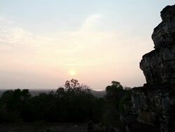 WS  View of  temple at sunset / Siem Reap, Siem Reap, Cambodia Stock Footage