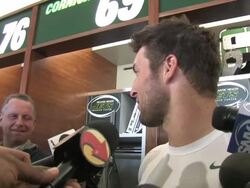 New York Jets quarterback Tim Tebow interview Stock Footage