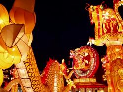 MS PAN Tourists roaming new year lantern festival at city wall / xi'an, shaanxi, china Stock Footage