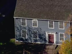 MS AERIAL ZO Shot of Silas Deane House in city / Connecticut, United States Stock Footage