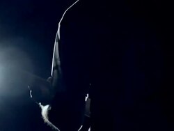 CU Shot of silhouette of young man playing bass guitar / Shinjuku, Tokyo, Japan Stock Footage