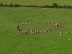 Aerial view of Castlerigg stone circle Keswick in the Lake District / Cumbria, England Stock Footage
