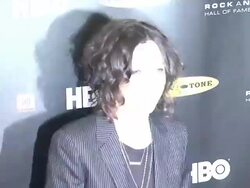 Sara Gilbert at 28th Annual Rock and Roll Hall Of Fame Induction Ceremony - Arrivals 4/18/2013 in Los Angeles, CA.(Footage by WireImage Video/Getty Images Entertainment Video) Stock Footage