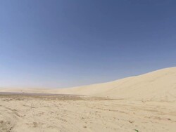 WS PAN View across desert / Doha, Qatar Stock Footage