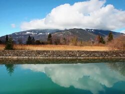 Peaceful lake and Alps Stock Footage