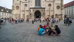 Time Lapse, Tourist waking at St. Stephen's Cathedral, Vienna Stock Footage