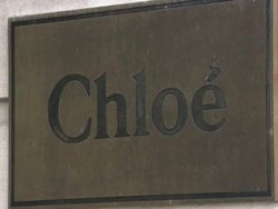 CU, Chloe sign on building exterior, Madison Avenue, New York City, New York, USA Stock Footage