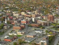 WS ARIEAL ZI ZO View of City / Maine, United States Stock Footage